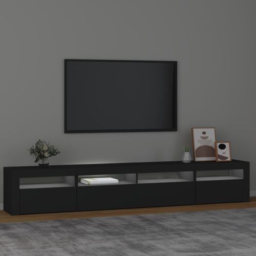 Meuble TV avec lumières LED Noir 240x35x40 cm - Photo n°3; ?>