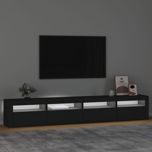 Meuble TV avec lumières LED Noir 240x35x40 cm - Photo n°3; ?>