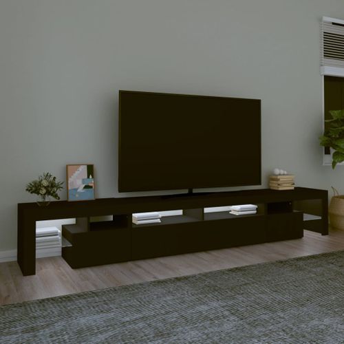 Meuble TV avec lumières LED Noir 260x36,5x40 cm - Photo n°3; ?>