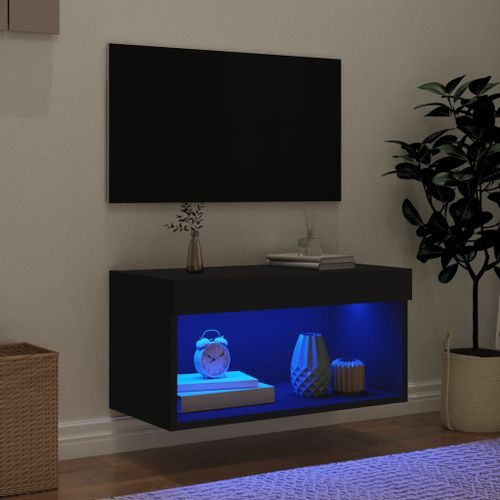 Meuble TV avec lumières LED noir 60x30x30 cm - Photo n°3; ?>