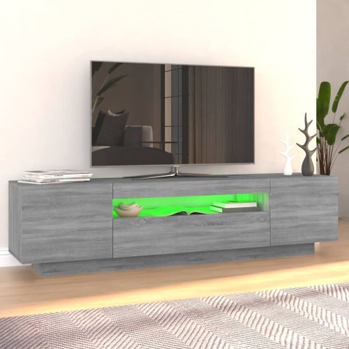 Meuble TV avec lumières LED Sonoma gris 160x35x40 cm - Photo n°3; ?>