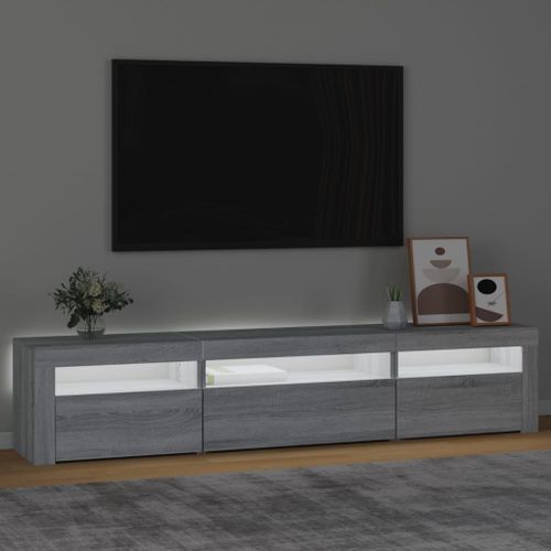 Meuble TV avec lumières LED Sonoma gris 195x35x40 cm - Photo n°3; ?>