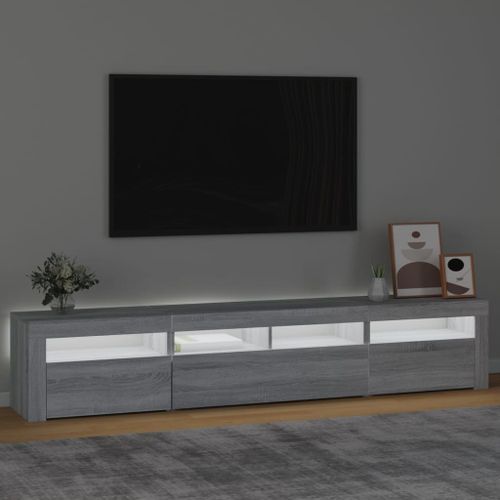 Meuble TV avec lumières LED Sonoma gris 210x35x40 cm - Photo n°3; ?>