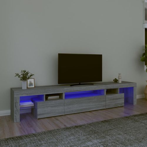 Meuble TV avec lumières LED Sonoma gris 215x36,5x40 cm - Photo n°2; ?>