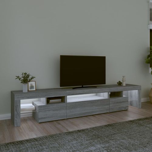 Meuble TV avec lumières LED Sonoma gris 215x36,5x40 cm - Photo n°3; ?>