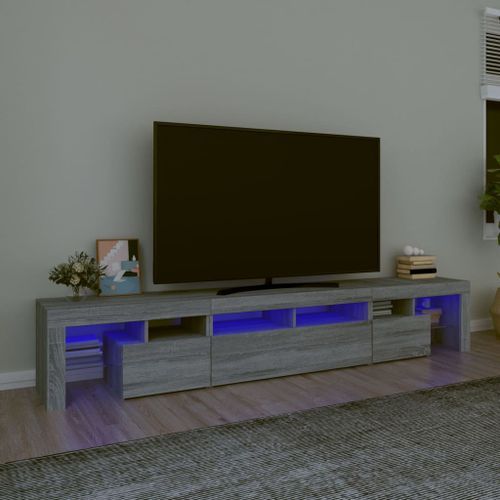 Meuble TV avec lumières LED Sonoma gris 230x36,5x40 cm - Photo n°2; ?>