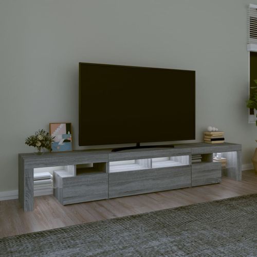 Meuble TV avec lumières LED Sonoma gris 230x36,5x40 cm - Photo n°3; ?>