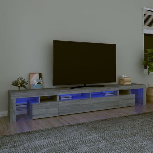 Meuble TV avec lumières LED Sonoma gris 260x36,5x40 cm - Photo n°2; ?>