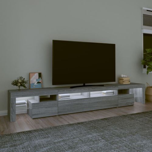 Meuble TV avec lumières LED Sonoma gris 260x36,5x40 cm - Photo n°3; ?>