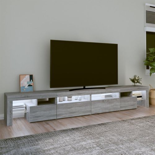 Meuble TV avec lumières LED Sonoma gris 260x36,5x40 cm - Photo n°3; ?>