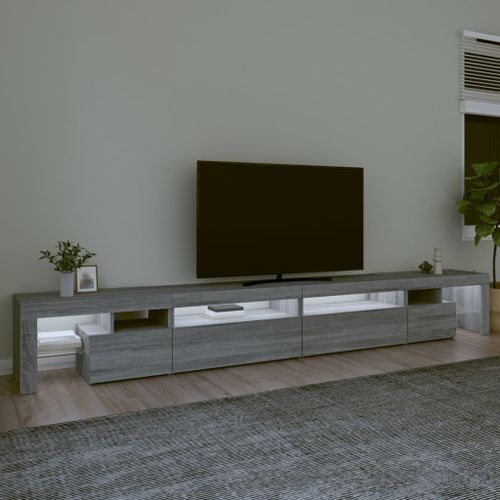 Meuble TV avec lumières LED Sonoma gris 290x36,5x40 cm - Photo n°3; ?>