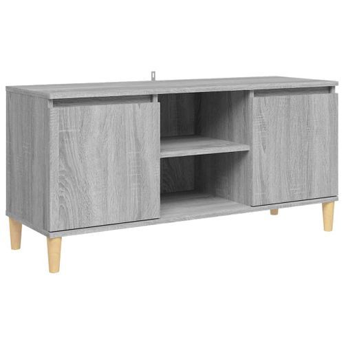 Meuble TV avec pieds en bois solide Sonoma gris 103,5x35x50 cm - Photo n°2; ?>