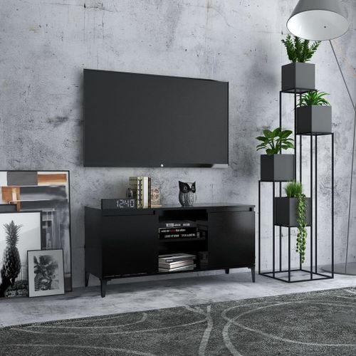 Meuble TV avec pieds en métal Noir 103,5x35x50 cm - Photo n°2; ?>