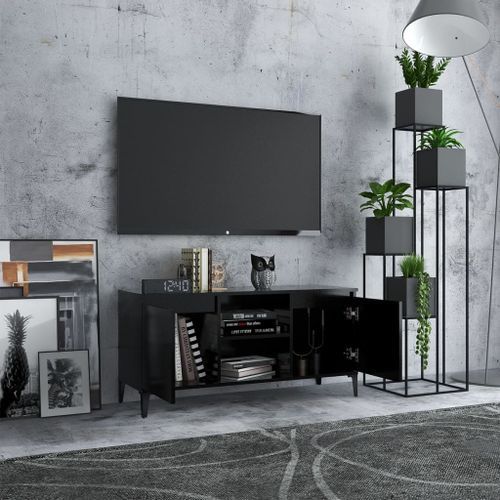 Meuble TV avec pieds en métal Noir 103,5x35x50 cm - Photo n°3; ?>