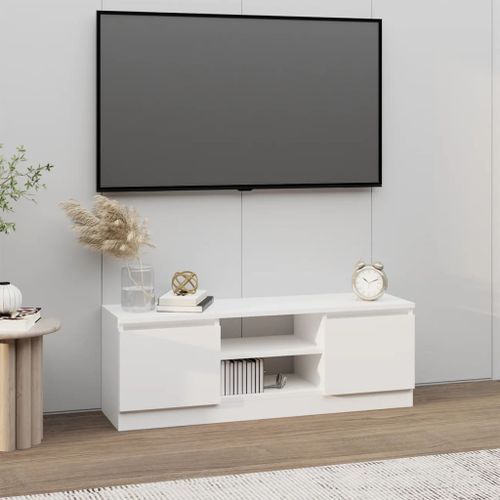 Meuble TV avec porte Blanc 102x30x36 cm - Photo n°2; ?>