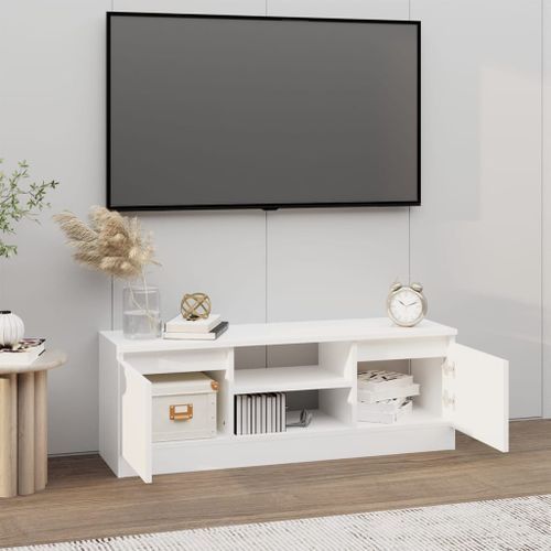 Meuble TV avec porte Blanc 102x30x36 cm - Photo n°3; ?>