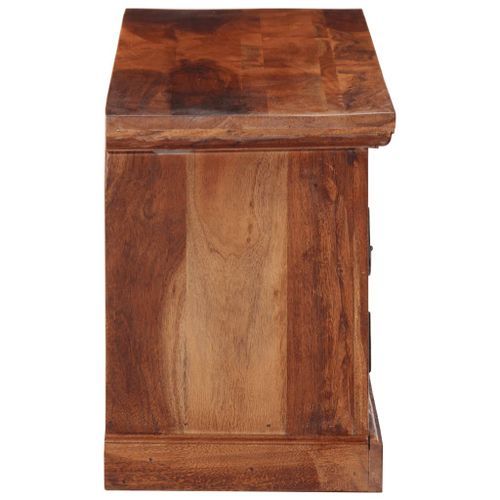 Meuble TV avec portes 112x30x40 cm bois d'acacia massif - Photo n°3; ?>