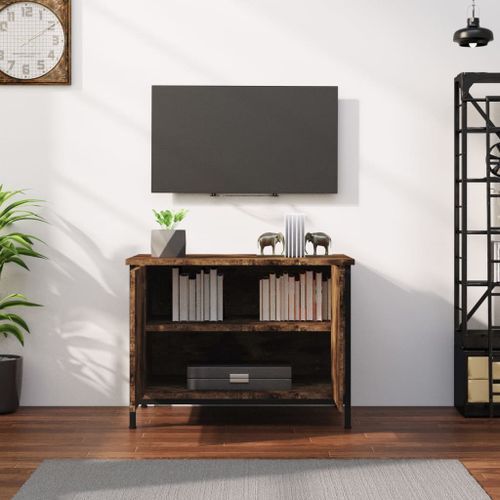Meuble TV avec portes chêne marron 60x35x45cm bois d'ingénierie - Photo n°3; ?>