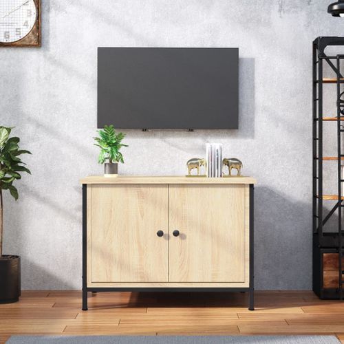 Meuble TV avec portes chêne sonoma 60x35x45cm bois d'ingénierie - Photo n°2; ?>