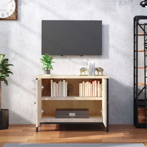 Meuble TV avec portes chêne sonoma 60x35x45cm bois d'ingénierie - Photo n°3; ?>