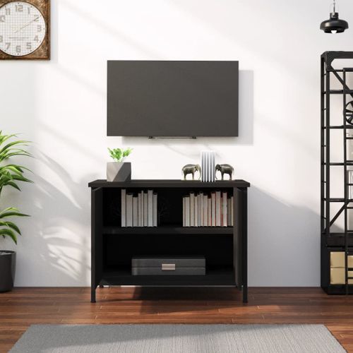 Meuble TV avec portes noir 60x35x45 cm bois d'ingénierie - Photo n°3; ?>