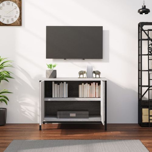 Meuble TV avec portes sonoma gris 60x35x45 cm bois d'ingénierie - Photo n°3; ?>