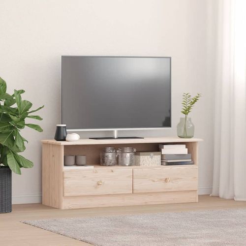 Meuble TV avec tiroirs ALTA 100x35x41 cm bois massif de pin - Photo n°2; ?>