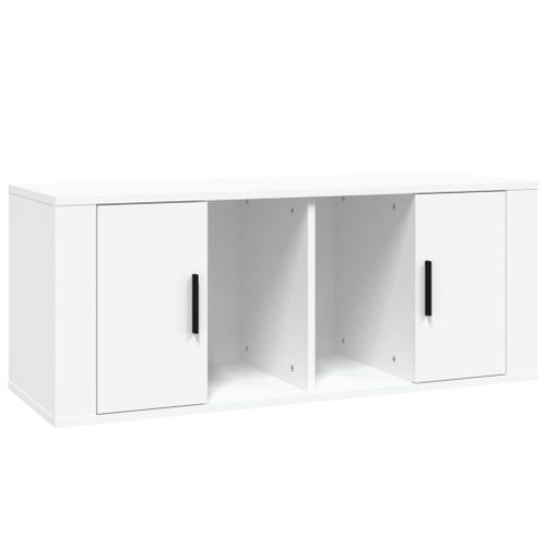 Meuble TV Blanc 100x35x40 cm Bois d'ingénierie - Photo n°2; ?>