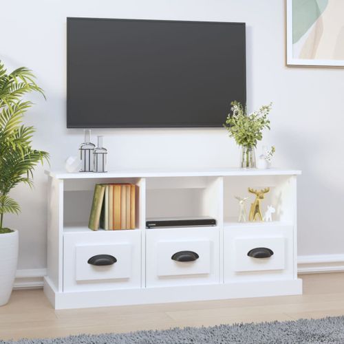 Meuble TV blanc 100x35x50 cm bois d'ingénierie - Photo n°2; ?>