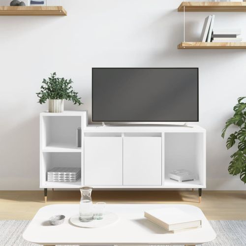 Meuble TV Blanc 100x35x55 cm Bois d'ingénierie - Photo n°2; ?>