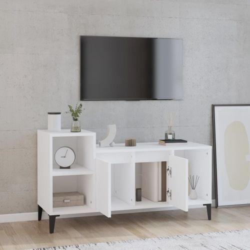 Meuble TV Blanc 100x35x55 cm Bois d'ingénierie - Photo n°3; ?>