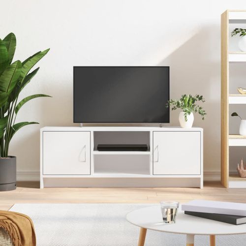 Meuble TV blanc 102x30x37,5 cm bois d'ingénierie - Photo n°2; ?>