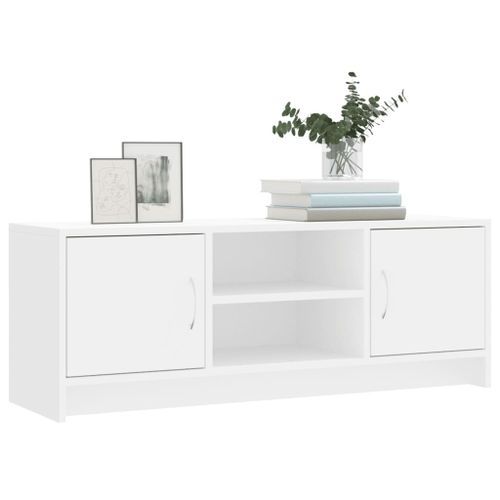 Meuble TV blanc 102x30x37,5 cm bois d'ingénierie - Photo n°3; ?>