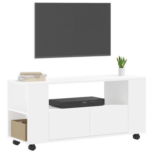 Meuble TV blanc 102x34,5x43 cm bois d'ingénierie - Photo n°3; ?>