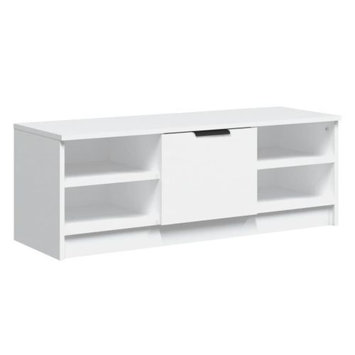 Meuble TV Blanc 102x35,5x36,5 cm Bois d'ingénierie - Photo n°2; ?>