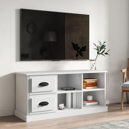 Meuble TV blanc 102x35,5x47,5 cm bois d'ingénierie - Photo n°2; ?>