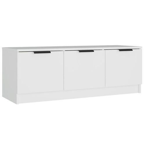 Meuble TV Blanc 102x35x36,5 cm Bois d'ingénierie - Photo n°2; ?>