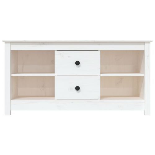 Meuble TV Blanc 103x36,5x52 cm Bois de pin massif - Photo n°3; ?>