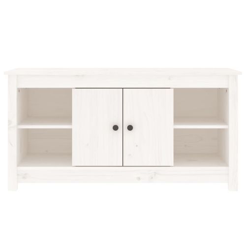 Meuble TV Blanc 103x36,5x52 cm Bois de pin massif - Photo n°3; ?>