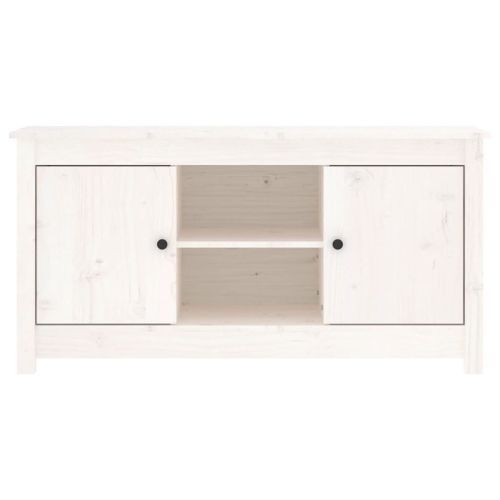 Meuble TV Blanc 103x36,5x52 cm Bois de pin massif - Photo n°3; ?>