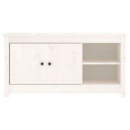 Meuble TV Blanc 103x36,5x52 cm Bois de pin massif - Photo n°3; ?>