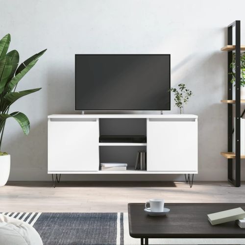 Meuble TV blanc 104x35x50 cm bois d'ingénierie - Photo n°2; ?>