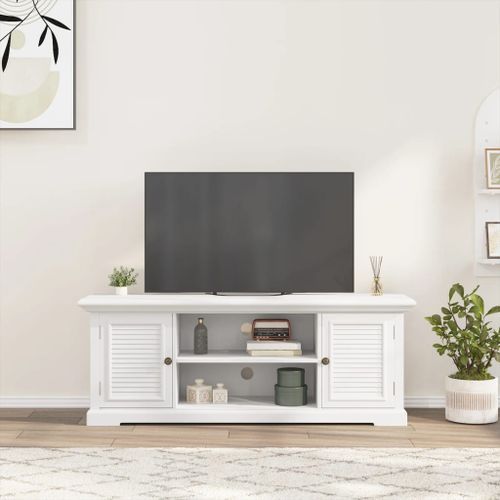 Meuble TV blanc 110x30x41 cm bois d'ingénierie - Photo n°3; ?>