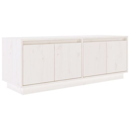 Meuble TV Blanc 110x34x40 cm Bois de pin massif - Photo n°2; ?>