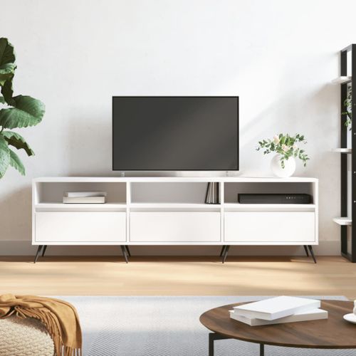 Meuble TV blanc 150x30x44,5 cm bois d'ingénierie - Photo n°2; ?>