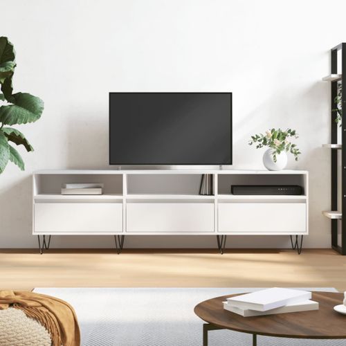 Meuble TV blanc 150x30x44,5 cm bois d'ingénierie - Photo n°2; ?>