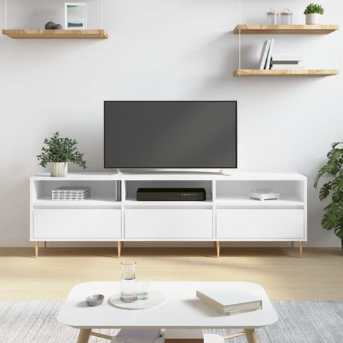 Meuble TV blanc 150x30x44,5 cm bois d'ingénierie - Photo n°2; ?>