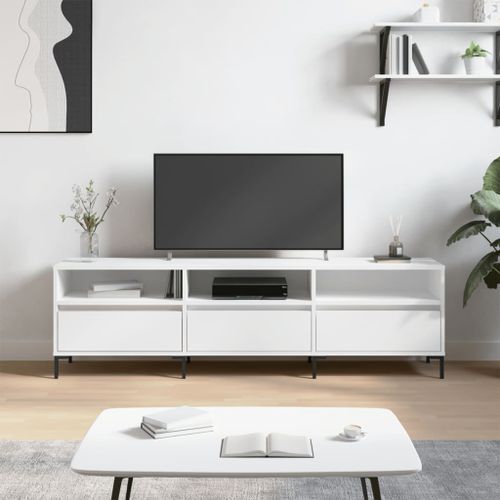 Meuble TV blanc 150x30x44,5 cm bois d'ingénierie - Photo n°2; ?>