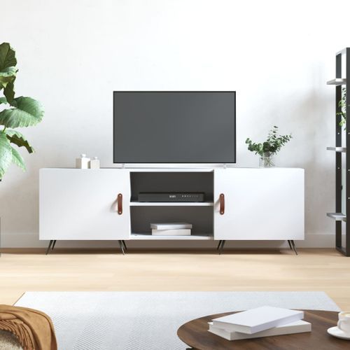 Meuble TV blanc 150x30x50 cm bois d'ingénierie - Photo n°2; ?>