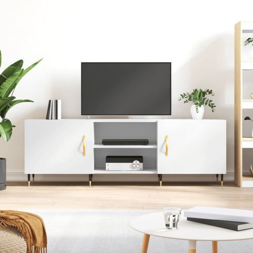 Meuble TV blanc 150x30x50 cm bois d'ingénierie - Photo n°2; ?>